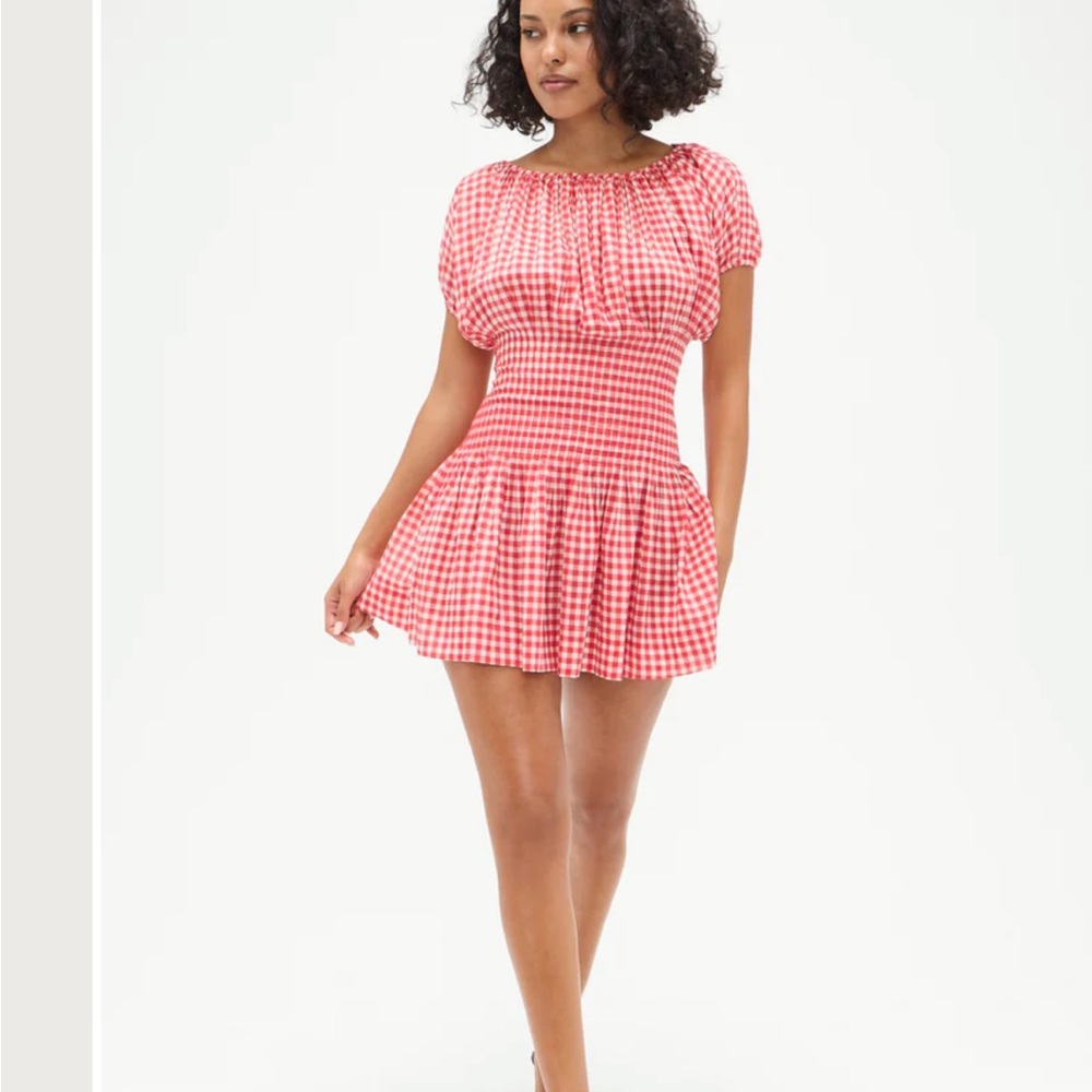 Frankie's Bikinis Red Gingham Mini Dress